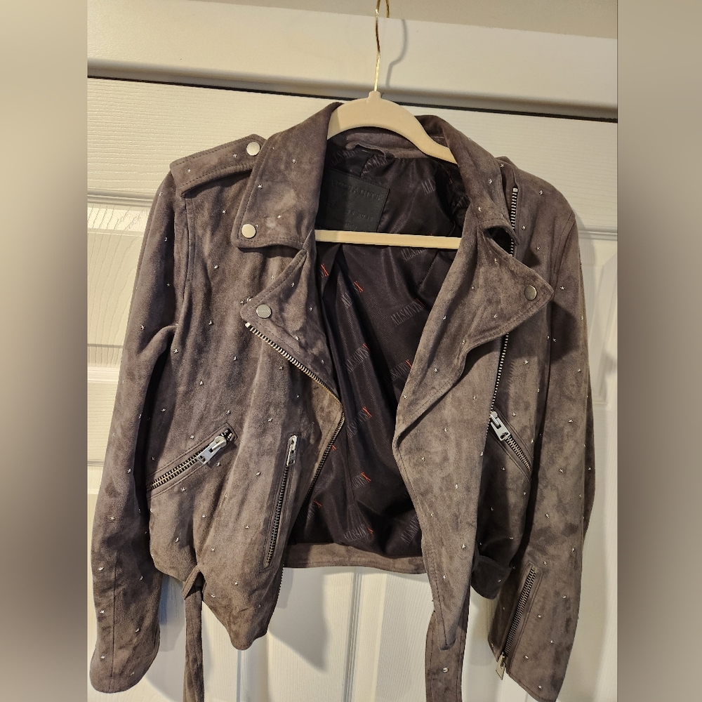 All Saints Gray Bomber Jacket
